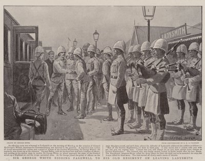 Sir George White despidiéndose de su antiguo regimiento al salir de Ladysmith de George Soper